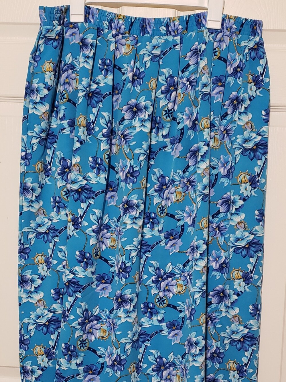 Koret Blue Floral Maxi Skirt with Pleats
